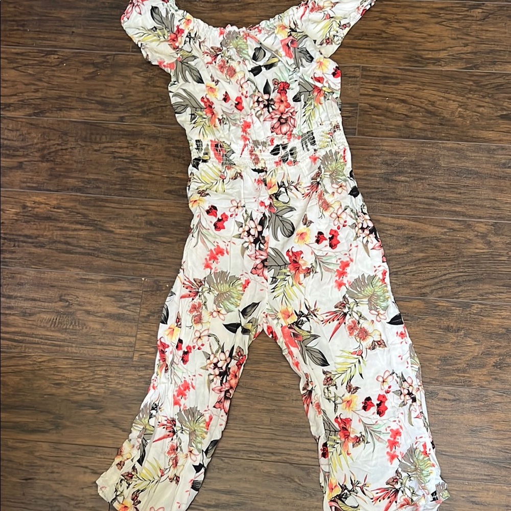 J for Justify White and Pink Floral Jumpsuit